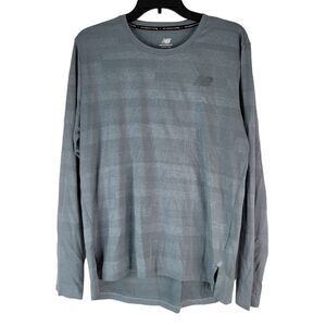 New Balance Running Long Sleeve T-Shirt Womens Large Gray B‎ Dry Athletic Top